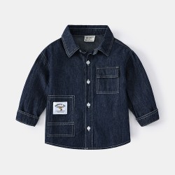 Dark Blue Soft Denim Long Sleeve Shirt