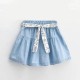 Floral Belt Denim Skirt Pants