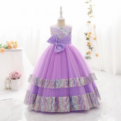 Purple Ribbon Rainbow Sequin Long Tutu Dress
