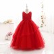 Red Pearl Flowers Long Tutu Dress