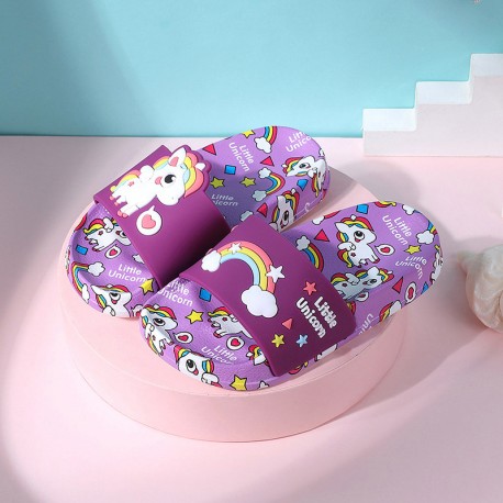 Purple Rainbow Unicorn Slippers
