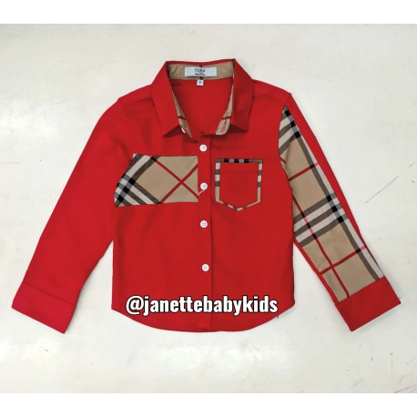 Red Brown Plaid Long Sleeve Shirt