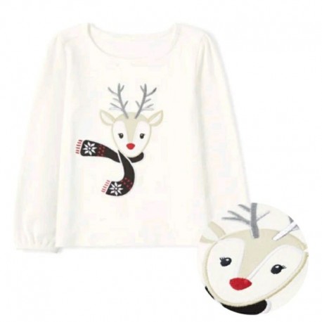 Gymboree White Raindeer LS Top