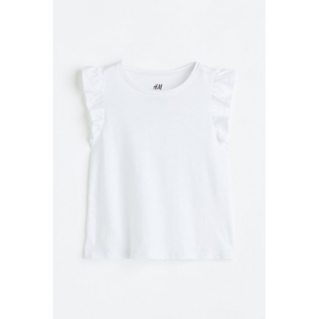 H&M White Ruffle Sleeve Top