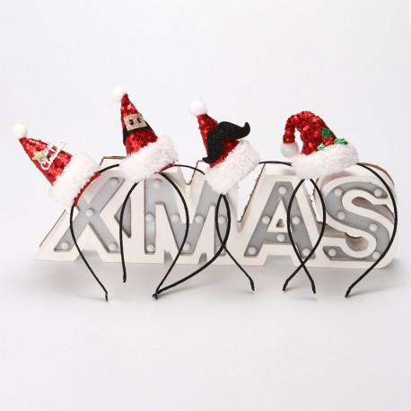 Red Sequins Christmas Hat Headband