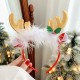 Gold Fur Raindeer Antlers Ears Headband