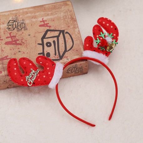 Red Merry Christmas Bells Antlers Headbands
