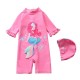 Pink Mermaid Ruffle Swimsuits with Hat