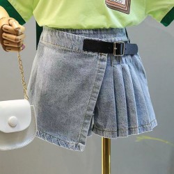 Black Belt Skirt Denim Short Pants