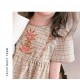 Light Brown Plaid Embroidered Dress