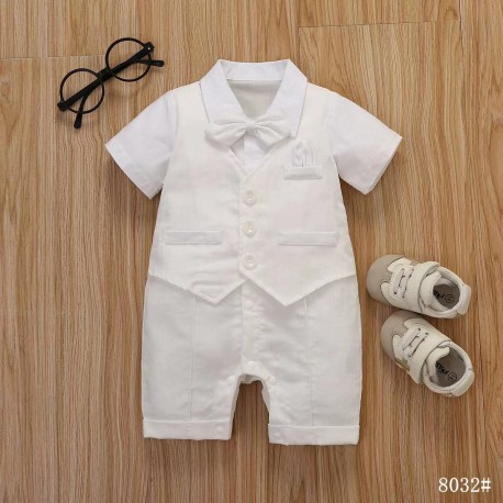 White Bow Tie Romper