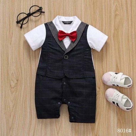White Black Red Bow Tie Romper