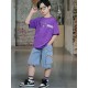 Purple Style T-shirt Set Pocket Jeans