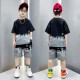 Black Grey Gradation T-Shirt Set Pants