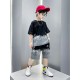 Black Grey Gradation T-Shirt Set Pants