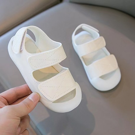 White Two Strap Leather Sandals