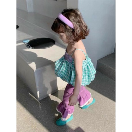 Tosca Plaid Tank Top Set purple Pants