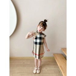 Brown Black Plaid Cheongsam Dress