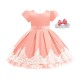 Peach Sateen Lace Pearl Dress with Headband