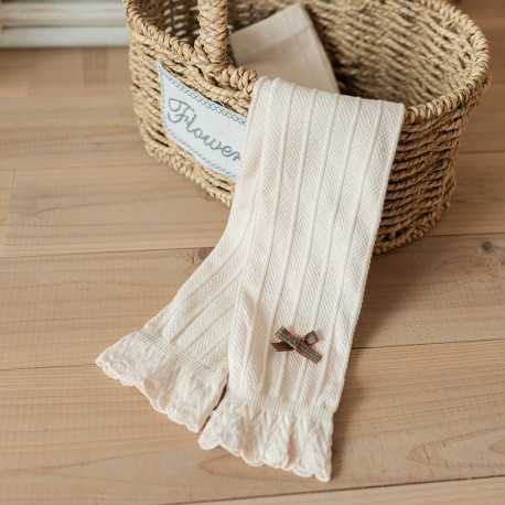 Cream Little Ribbon Knitted Leggings