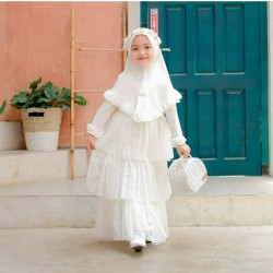 White Layered Tutu Gamis + Hijab