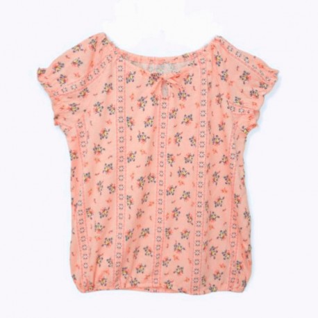Place Peach Floral Ribbon Top
