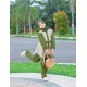 Green Assimetric Floral Set Pants + Hijab