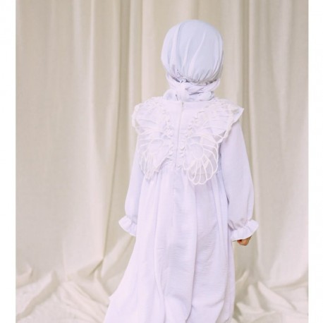 White Ruffle Butterfly Back Gamis