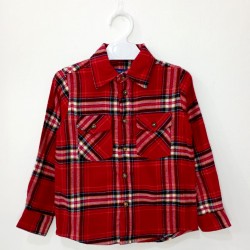 Okaidi Red Black Plaid Flanel LS Shirt