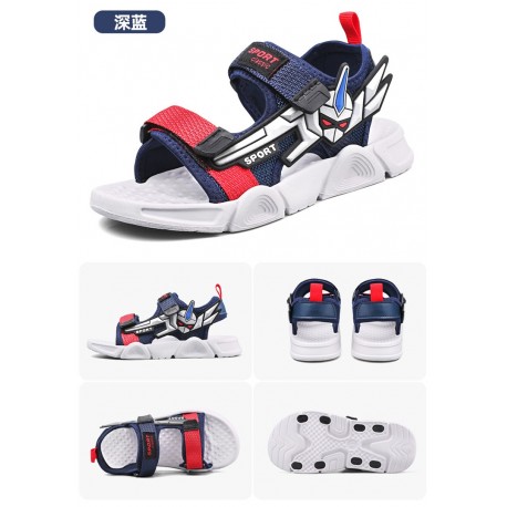 White Navy Robot Sandals