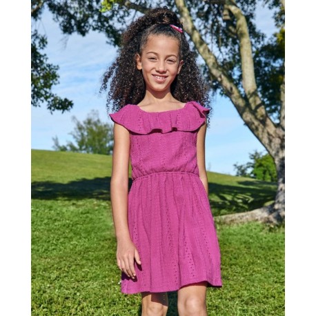 Place Fuchsia Schiffli Dress