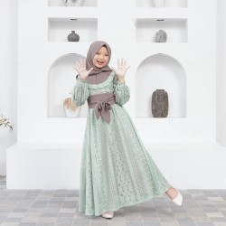 Mint 2 Style Lace Ruffle Gamis + Hijab