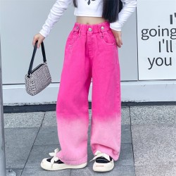Pink Korean Gradation Wide Jeans
