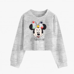 Grey Minnie Long Sleeve Crop Top