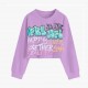 Purple Very Well Long Sleeve Crop Top