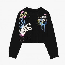 Black Love Vibes Long Sleeve Crop Top