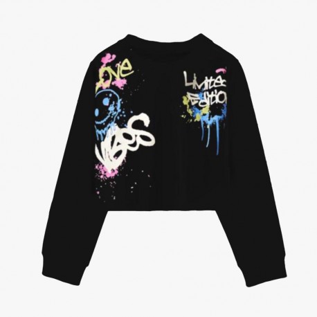 Black Love Vibes Long Sleeve Crop Top