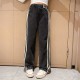 Grey Two Side Line Denim Pants