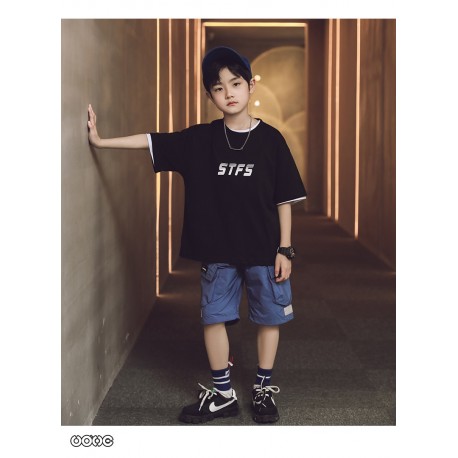 Black Blue STFS T-shirt set Cargo Pants