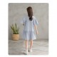 White Blue Plaid Korean Dress