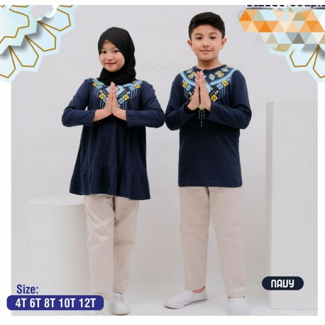 Navy Kurta Set Cream Pants