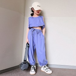 Purple Crop Top Set Purple Pants