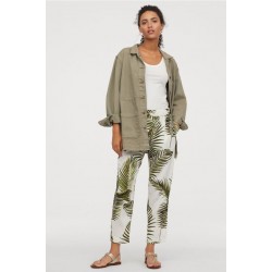H&M White Palm Crepe Pants