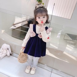 3in1 Navy Gold Outer Set Cream Top & Pants