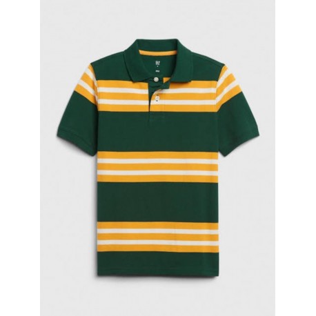 GAP Green Yellow Stripe Polo Shirt
