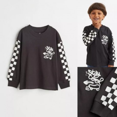 HM Stay Cool Black Plaid LS T-shirt