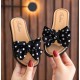 Black Polkadot Ribbons Sandals