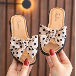 Cream Polkadot Ribbons Sandals