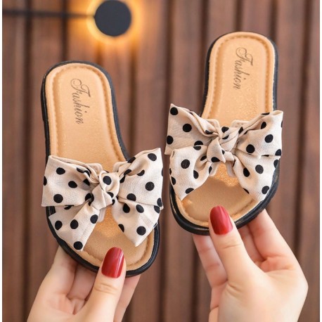 Cream Polkadot Ribbons Sandals