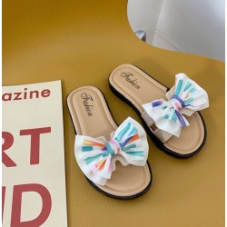 White Rainbow Ribbon Sandals